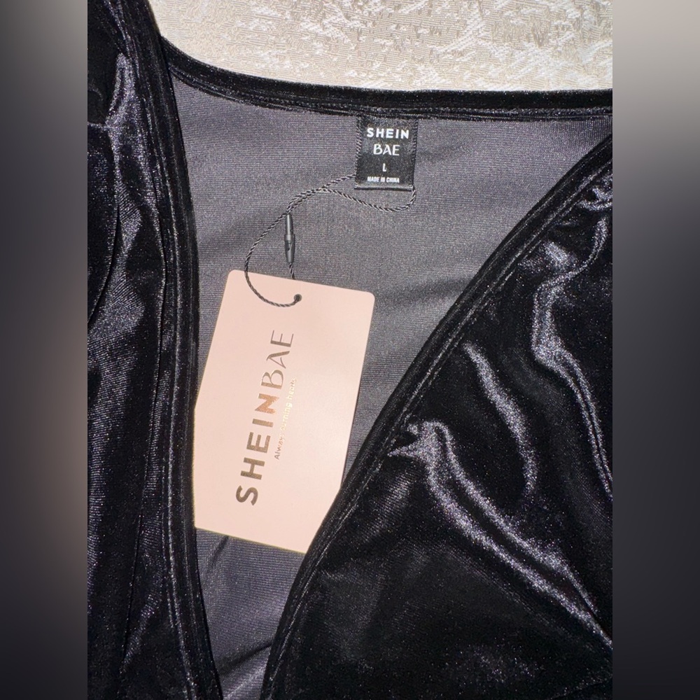 SHEIN Elegant Black Long Sleeve Dress - Picture 3 of 4